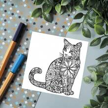 Libro para colorear de adultos con diseños de gatos mandalas - 20 páginas gruesas con diseños felinos intrincados, ideal para la creatividad y la relajación, gran regalo para amantes de los gatos - 1 pieza (7.87*7.87 pulgadas) Material principal: Papel - Una pieza - Ver 4