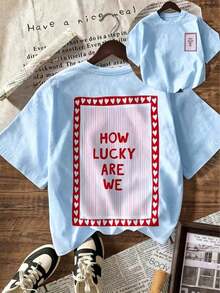 1pcsHow Lucky Are We Women Summer Tops, Holiday Outfits, T-Shirts, Summer Outfits, Beach Outfits, Casual Blouses, Plus Size Round Neck Short Sleeve T-Shirts180g-Summer Tops Casual Shine Graphic Tees For Women Soft Cotton Short Sleeve Shirts - Màu xanh nhạt - Xem 10