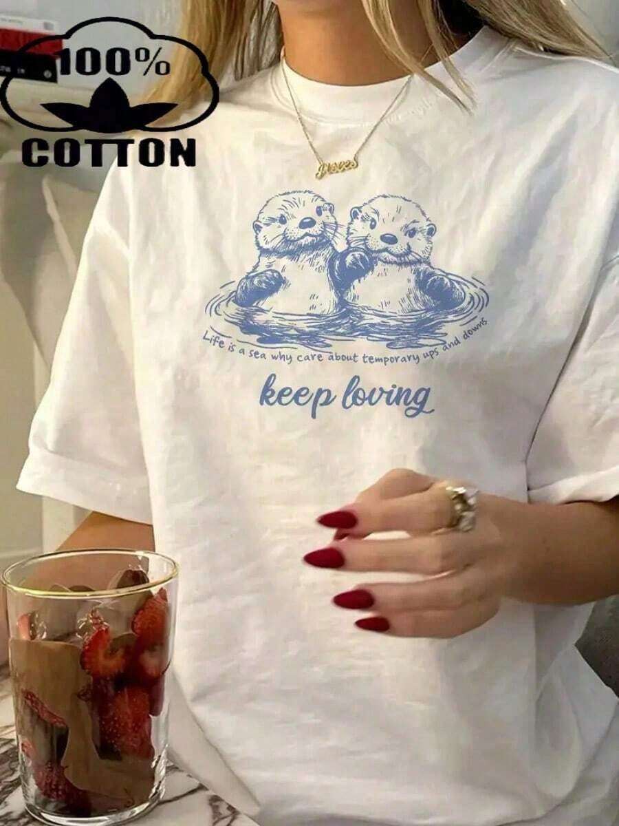 1 Pieza de Camiseta Casual de Moda para Hombres y Mujeres - Algodón Suave, Estampado Moderno, Ideal para Cualquier Ocasión. Sencilla, Casual, Versátil, Fácil de Combinar, Uso Diario, Estilo Urbano, Atuendo para Vacaciones, Atuendo para Fin de Semana. - Blanco - Ver 1