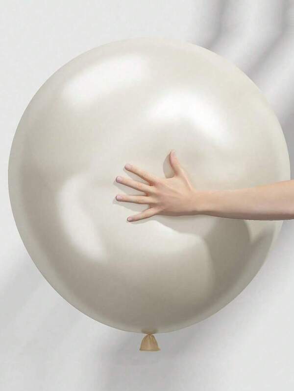 1/3pcs 36-Inch Giant Retro White & Beige Latex Balloons, Large Round Vintage Balloons Suitable For Anniversary, Birthday, Wedding, Gender Reveal Party Decoration