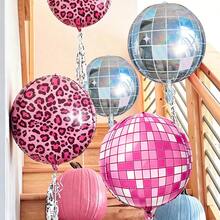 3pcs 22inch 4D Round Disco Balloons, Including Leopard Print Balloon, Laser Disco Ball, Pink Disco Ball Music Performance Decor Props, 80s 90s Party Gifts, Photo Props, Hip Hop Disco Birthday Party Decorations, Music Concert Theme Party Cosplay Stage Birthday Decor, Party Supplies - Multicolor - View 5