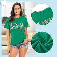 Special Education T-Shirts For Teachers, Special Education Graphic T-Shirts For Teachers, For Teaching Life, Short Sleeve Gift. - 綠色 - 查看 5