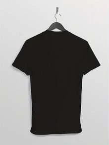 Ropa casual de moda para la vuelta al cole con un diseño fácil de cuello redondo. Esta camiseta regular de manga corta para hombre presenta estampados digitales con un tema de juegos. Fabricada con material de alta calidad de secado rápido. - Negro - Ver 3