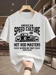 Camiseta Vintage de los 70 para Hombre con Diseño de Hot Rod - Diseño Retro de los 70 con Arte Lineal, Camiseta Casual de Manga Corta y Cuello Redondo para Verano, Ideal para Amantes de los Coches, Paseos y Ropa Casual - Ropa Automotriz Nostálgica, una camiseta de manga corta adecuada para el hogar, uso diario, fiestas y viajes-perfecta como regalo para amigos o familiares. - Blanco - Ver 5