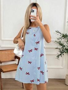 Vestido informal de lino sin mangas con corte evasé y bolsillos acolchados, conjunto elegante de vacaciones con estilo "Old Money" para mujer - Multicolor 2 - Ver 3