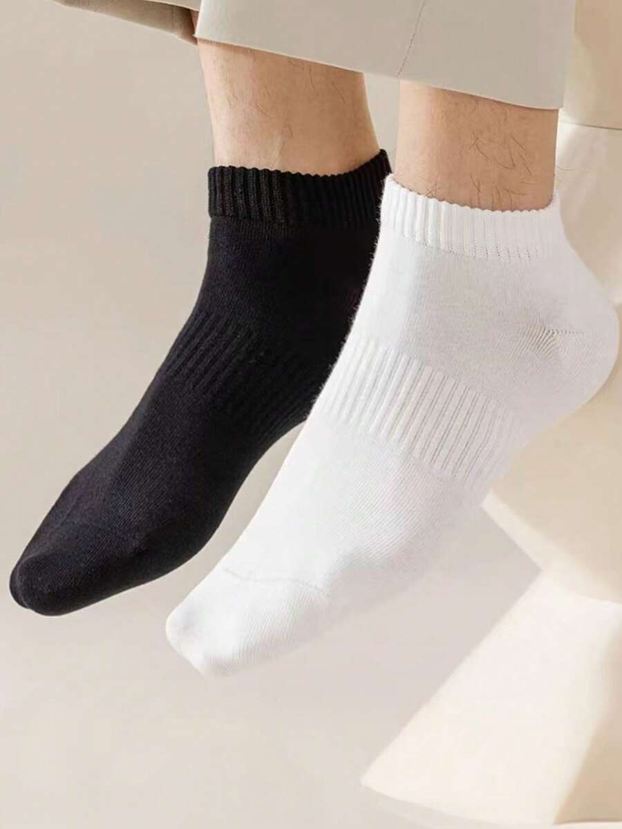 20 đôi tất thể thao nam màu đen, trắng, xám, tất cổ ngắn, thoáng khí, thấm hút mồ hôi, thích hợp cho tennis, cầu lông, chạy bộ, bóng rổ, màu trơn cổ điển, tối giản và đa năng. - Nhiều màu - Xem 1