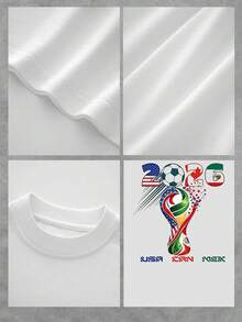 Símbolo vibrante que une las banderas de Estados Unidos Canadá y México en honor al mundial 2026 con balón y formas coloridas que representan unidad y pasión por el fútbol camiseta de mujer 100% algodón cómoda y ligera ideal para fanáticas deportivas - Blanco - Ver 4