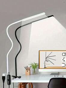 1 buah Lampu Meja LED Jepit Bertenaga USB dengan Leher Angsa yang Dapat Diatur, Desain Jepit yang Praktis Cocok untuk Membaca, Penggunaan Kantor, dan Perlindungan Mata. Dengan Saklar On/Off, Kontrol Tombol, dan Desain Berkabel - Ideal untuk Kantor Rumah, Samping Tempat Tidur, Komputer, Panggilan Video, dan Kerajinan Tangan (Hitam/Putih) - Lampu meja jepit - View 7