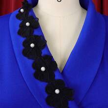 Nuevo 2026 Vestido Mujer Otoño Invierno Cuello en V Manga Abierta con Abertura Corte Ajustado Estilo Elegante - Azul - Ver 4