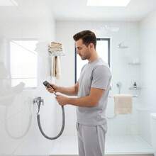 Toilet Companion Handheld Spray Gun Set, Bathroom Cleaning Tool! Booster Dual-Mode Water Flow + One-Touch Stop, Retractable Spring Hose Saves Space, Brass Angle Valve Diverts Water No Plumbing Modification, Wall Mount Bracket For Storage, Convenient For Toilet/Crevices/Pet Washing - Multicolor - View 8