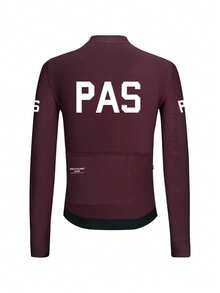 PAS CYCLING Áo đạp xe unisex (kiểu dáng ôm sát), thoáng khí, nhanh khô, cổ đứng, tay dài, phù hợp cho xe đạp leo núi và xe đạp đường trường, thiết kế chống tia UV với 3 túi và 1 túi khóa kéo, áo đạp xe tay dài in chữ PAS với hiệu suất và sự thoải mái tuyệt vời khi chơi thể thao. - Đỏ - Xem 2