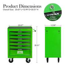 Rolling Metal Tool Chest With 6 Drawers 20" 6-Drawer Tool Chest Cabinet With Ball Bearing Drawer Slides Steel Tool Storage Box Organizer -GREEN - Green + Steel1 - View 7