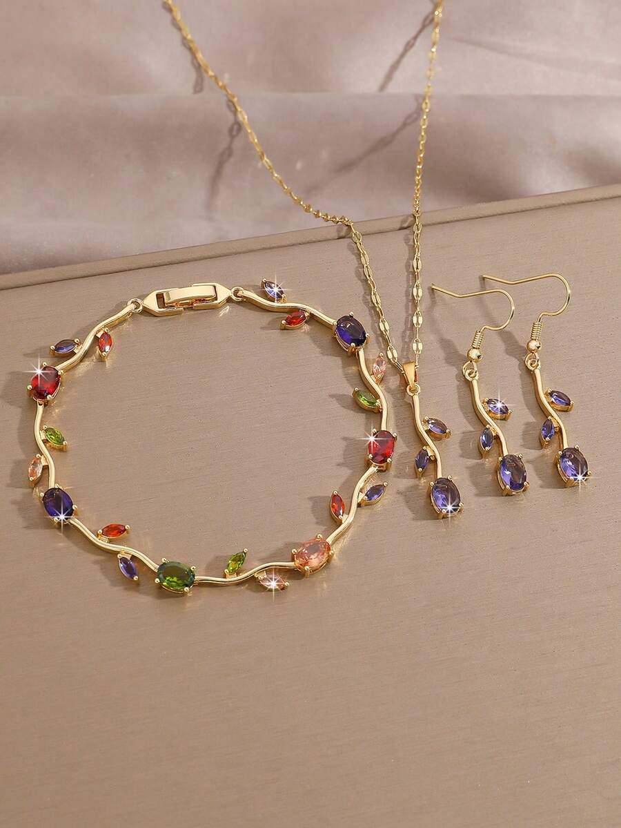 1 pieza Pulsera de tenis de alta calidad con circonita brillante, diseño único de flores y hojas, disponible en rosa, verde, azul, blanco, azul zafiro, multicolor, accesorio elegante para uso diario/vacaciones, joyería nupcial, esencial para vacaciones de verano, irradia un encanto gracioso, regalo ideal para el Día de la Madre, San Valentín, Navidad, aniversario, perfecto para seres queridos