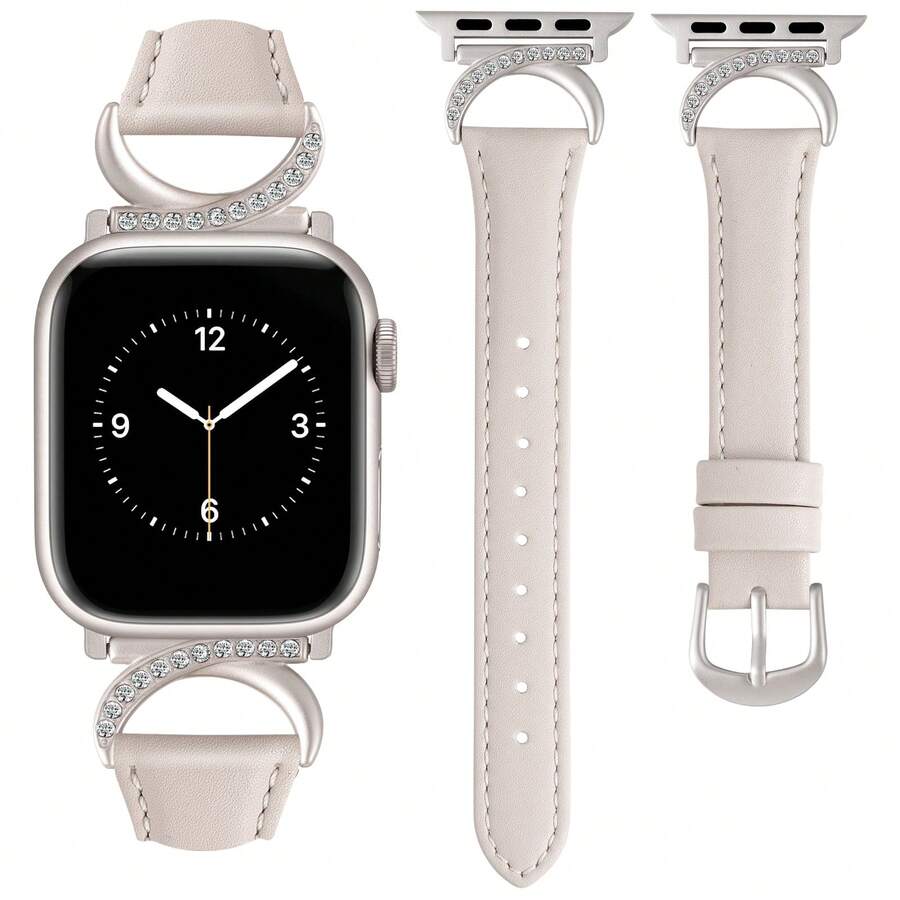 适用于 40mm、41mm、42mm、44mm、45mm、38mm、46mm、49mm 女士表带 - 超薄精致，吸汗舒适 - 简约优雅时尚 - C 形金色表扣设计 - 兼容 Series 10、9、Ultra、SE、8、7、6、5、4、3、2、1 - 替换表带配件