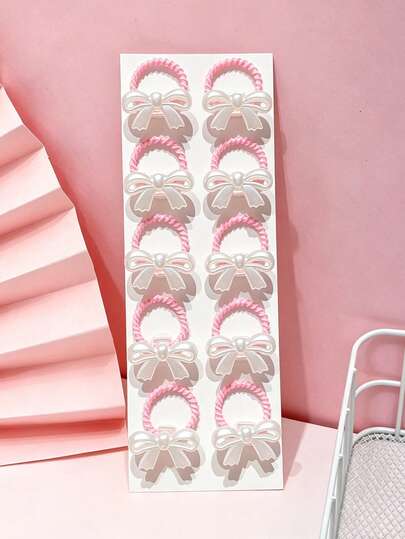 10pcs Different Styles Pearl Sheen Bow Hairbands, Pink Hairbands Suitable For Various Hair Volumes, Daily Hairstyles, Hair Decoration, Sweet Outfits, Hair Accessory Embellishment And More. The Pearl Luster Adds Elegance, The Bow Element Adds Sweetness, Multiple Pieces Meet The Needs Of Detailed Decoration. The Sweet Accessory Easily Enhances A Delicate And Cute Hairstyle.