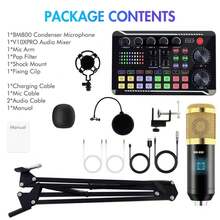Studio Recording Kit Microphone Set Music Podcast Equipment Mixer Condenser Home,Studio Recording Kit Podcast Music Mixer Equipment Condenser Microphone Set - màu đen - Xem 3