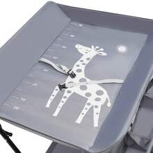 Foldable Baby Changing Table With Storage Compartments & Drying Rack Cartoon Print Oxford Fabric - Dark Grey - View 9