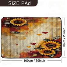1pc Vintage Sunflower Pattern Pet Mat, Dog Bed Pad, Cute Cartoon Pet Cushion, Washable Pet Resting Mat, Suitable For All Seasons - Multicolor - View 7