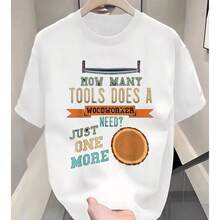Carpentry: How Many Woodworking Tools? - 200g 100% Cotton T-Shirt - 220g 100% Cotton T-Shirt - Gift - Women's Blouses - 白色 - 查看 7