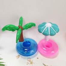 Soporte flotante para vasos con forma de árbol de coco, alfombrilla inflable de dibujos animados para vasos adecuada para reuniones de ocio, bandeja inflable divertida para bebidas, flotador para bebidas de fiesta en la piscina, alfombrilla flotante para bebidas de piscina, ideal para fiestas con tema hawaiano - Multicolor - Ver 8