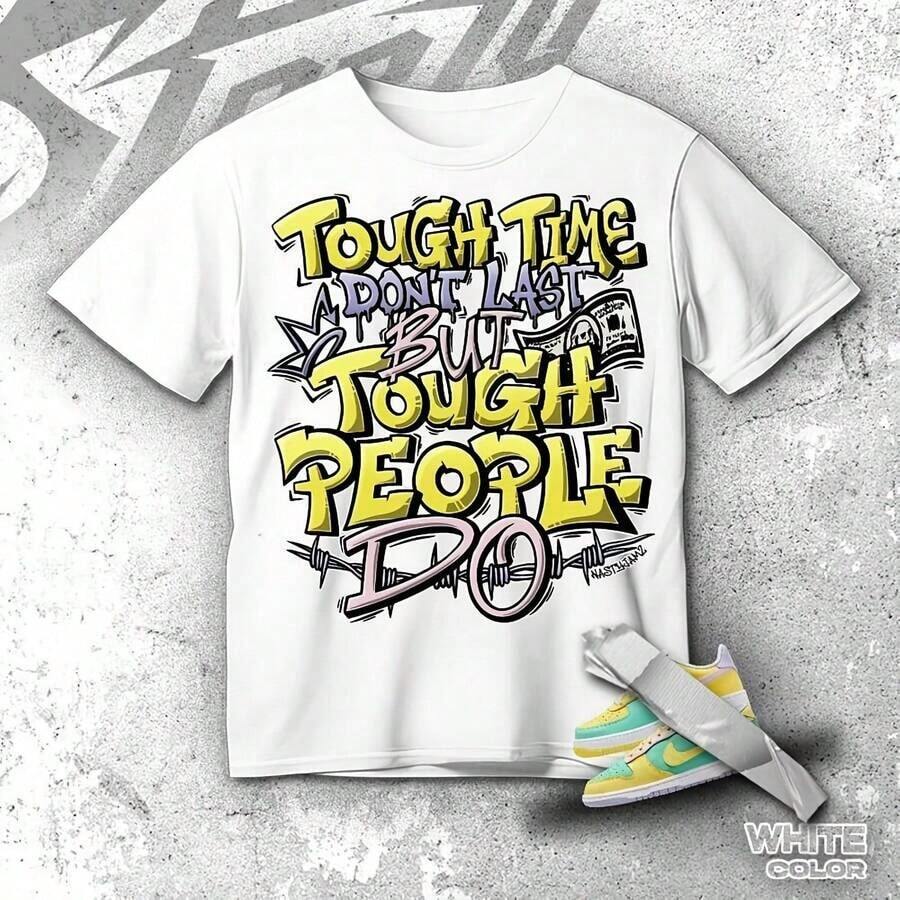 Dunk Easter Air Forces 1s Easter Tough People Never Fall, Camiseta a juego con zapatillas, Camiseta gráfica de estilo urbano para amantes de las zapatillas. - Blanco - Ver 1