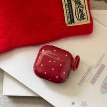 Minimalist Pink Polka Dot Patterns Bluetooth Earphone Case Pink Polka Dot Simple Design Earphone Case + Hanging Ring Set Compatible With Apple Pro3/ Pro2/ Pro/ 4/ 3/ 2 Spring Pastel Gift - Đỏ - Xem 3