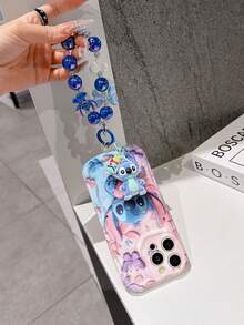 Disney Has Authorized, Phone Case - Chain Set, The Stitch Lilo & Stitch 3D Phone Case Plus A Silicone 3D Stitch Bracelet With Metallic Ring Removable Bracelet, Stitch And Angel Pattern, Compatible With Iphone17/16/15/14/13/12/11/XS/XR/X Plus Pro Max, A Stylish Cartoon Phone Case, The Perfect Gift Choice, Phone Protection, Durable Phone Cover, Great Gift For Friends And Family. - trắng - Xem 3
