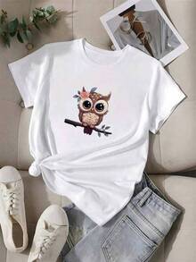 Nueva llegada 2026, camiseta de manga corta con cuello redondo y diseño exclusivo para viajes casuales de primavera, estilo veraniego en color blanco, transpirable, 100% algodón, camiseta casual de talla grande para uso diario de mujeres jóvenes, ideal para estilo urbano, vacaciones escolares, paseos al aire libre, reuniones de vacaciones y como atuendo diario. - Blanco - Ver 8