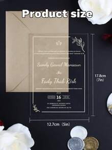 Thiệp mời cưới bằng acrylic thanh lịch, sử dụng kỹ thuật in UV, thiết kế tối giản hiện đại, màu trắng trong suốt. - Nhiều màu - Xem 6