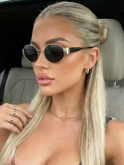 1 Pair Retro Metal Full-Rim Women's Fashion Fashion Glasses, Summer Beach Holiday Accessory, Outdoor Travel Casual Stylish Glasses
