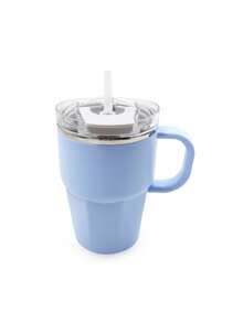 1pc, 20oz Stainless Steel Travel Cup With Handle And Straw, Double Drinking Cap, Leak-Proof And Sealable, Inner Liner Made Of 304 Stainless Steel, Outer Shell Made Of PP, Office, Vehicle Or Outdoor Coffee Cup - Multicolor - View 14