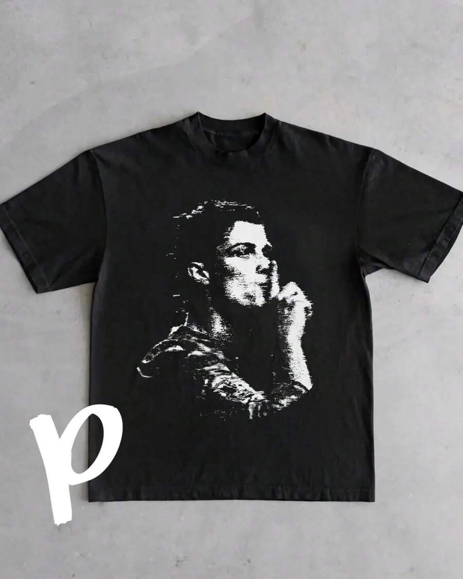 Ronaldo Vintage T-Shirt, Y2K Football T-Shirt - 黑色 - 查看 1