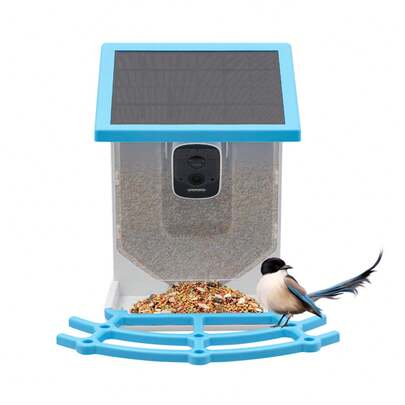  WUPYI Bird Feeder 2.4G WiFi Remote View 4MP HD 130° Wide Angle Camera Voice Repellent/Attract Bird Design IP65 Waterproof Solar Powered AI Recognition With TF Card Cloud Storage,  Mounted Bird Watching Camera