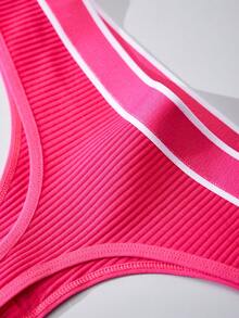 3pcs Women G-String Sexy Thongs Soft Underpants Solid Color Panty Simple Lingerie - Multicolor - View 9