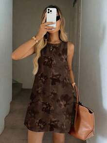 Vestido casual de mujer de línea A sin mangas a rayas con bolsillos acolchados, conjunto elegante de vacaciones, estilo retro lujoso - Multicolor 5 - Ver 7