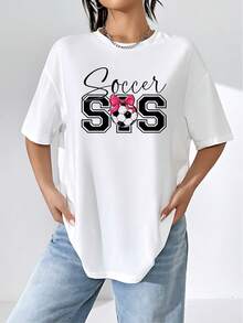 Balón de fútbol con un lazo rosa simboliza pasión deportiva y feminidad alegre que une fuerza y ternura en un mismo mensaje camiseta de mujer 100% algodón cómoda y suave ideal para fanáticas del fútbol y amantes del estilo casual - Blanco - Ver 6