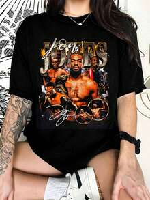 Högkvalitativ Jon Jones T-shirt, specialdesignad vintage Fan Bones, present till MMA-fans, vuxen- och barnstorlekar. - Svart - Visa 6