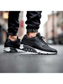 90 Black White Men's Sporty Comfortable - Black and White - View 3