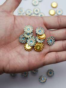 20/50/80/120pcs Set Rhinestone Beads, Fashionable Light Blue Rhinestone Decorative Beads For Jewelry Making, Suitable For Crafts - 14mm Light Blue Diamond - View 4