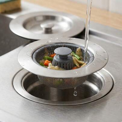 1 Pc Kitchen Sink Anti-Clog Drain Stopper, Press-Type Practical Plug, Easy To Clean And Install