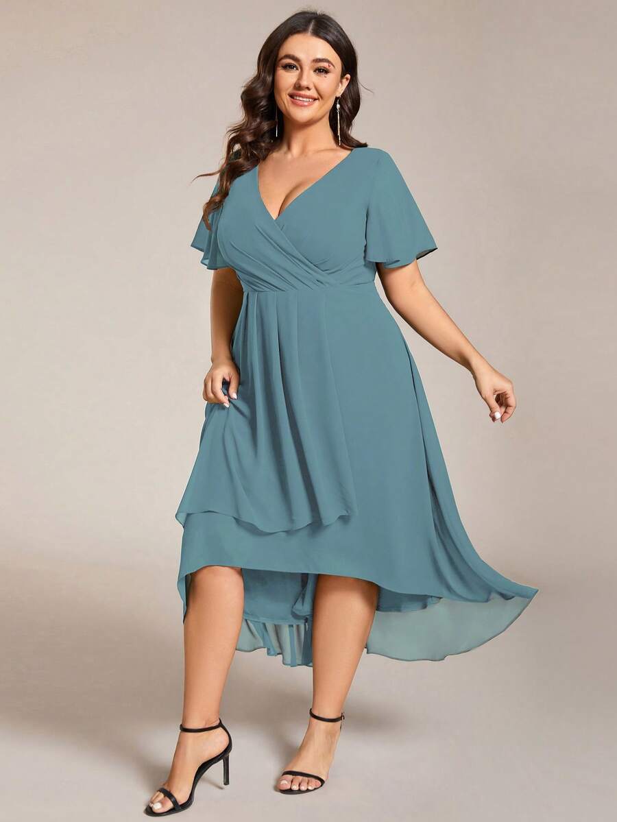 EVERPRETTY Gaun Bridesmaid Elegan Ukuran Plus, Gaun Malam Formal, Gaun Tamu Pernikahan