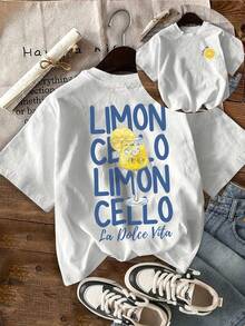 Camiseta Gráfica de Licor de Limón Italiano Limoncello La Dolce Vita para Mujer - Cuello Redondo, Manga Corta, Estilo Casual de Verano con Estampado de Limón y Limoncello, Estilo Y2k - Blanco - Ver 10