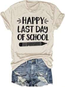 Camisas de profesora para mujer, de verano, divertidas, de manga corta, con gráficos inspiradores - Albaricoque - Ver 6