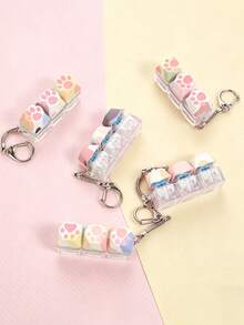 Llavero con forma de pata de gato lindo, anillo para llaves, juguete antiestrés para aliviar la tensión, prueba de presión, tapa de llave, colgante para mochila, regalo de pareja para vacaciones - Multicolor - Ver 5