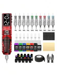 Wireless Tattoo Machine Kit, Professional Tattoo Pen Set Including Tattoo Needles And Tattoo Ink, Suitable For Beginners And Artists - Multicolor - View 12
