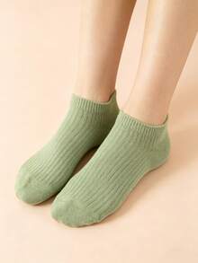 1/5/6/10 Pairs SageGreen Ribbed Ankle Socks, Breathable, Wear-Resistant, And Non Slip Socks For All Seasons, Basic Casual Socks For Men And Women - Olive Green - View 12