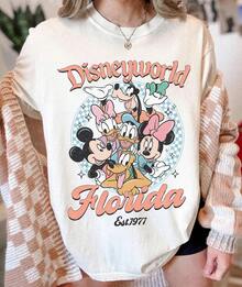 Disney Vintage Mickey Mouse And Friends Disney World Florida 1971 Shirt, Vintage Disneyland Family Travel T-Shirt, Magic Kingdom Holiday Dress 2026, Excellent Gift Plus Size Women's Wear Unisex, Excellent Gift. - trắng - Xem 1
