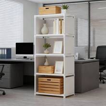 Freestanding Bookshelf, Multifunctional, Nordic Style, Metal Bookcase - Easy Assembly, Suitable For Home, Office, Dorm And Apartment Rental - 4-compartment Display Shelf - White - View 2
