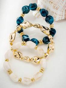 1pc Abstract Textured Gold Bangle - Gold - View 12