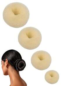 4 piezas Molde para hacer moños de rosquilla, accesorios para el cabello para mujeres, suaves y flexibles, adecuados para uso diario, set multicolor, ideal para viajes y regalos de cumpleaños - Multicolor - Ver 5
